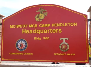 Camp Pendleton Monument Sign - Signs By Tomorrow Temecula Murrieta Monument Sign -  Signs By Tomorrow Temecula Murrieta Flat cut metal - Signs By Tomorrow Temecula Murrieta -cast metal letters